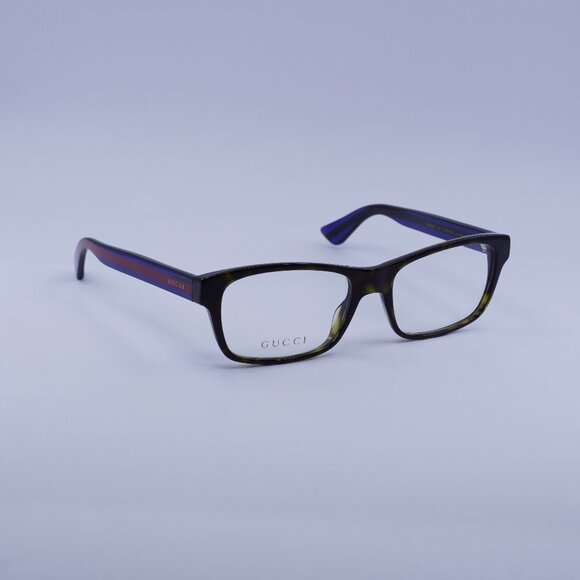Gucci GG0006O 007 Eyeglasses Havana/Blue/Red 55mm Rectangle Frame - Picture 1 of 11